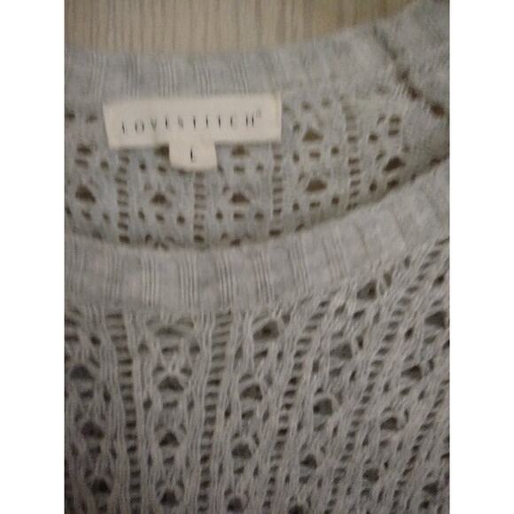 Lovestitch Open Weave Light Gray Sweater size S - Picture 3 of 4